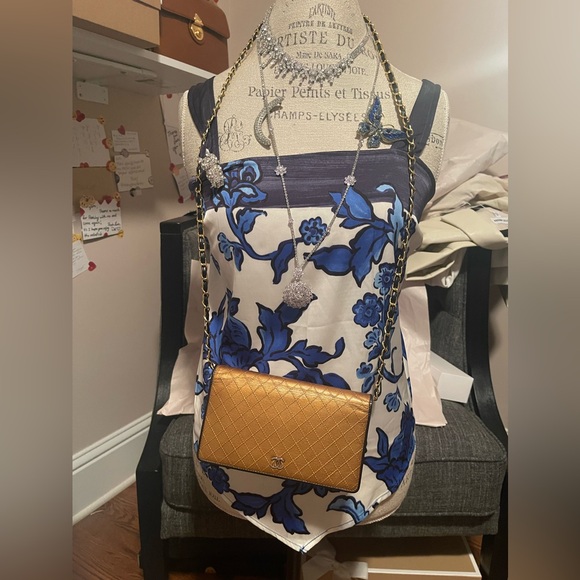 Authentic Chanel Metallic Gold Quilted Leather Flap Wallet with certificate card - Picture 11 of 17